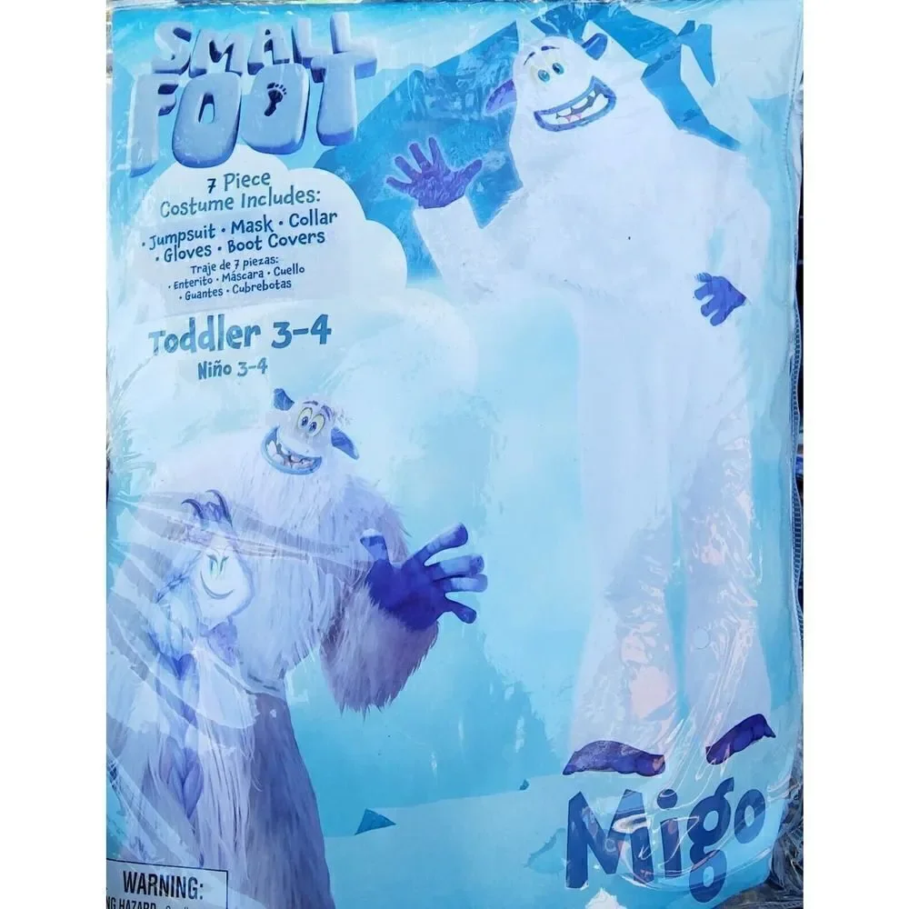 Amscan Small Foot Migo Costume Toddler Size 3-4 Halloween 7 pc Cosplay New